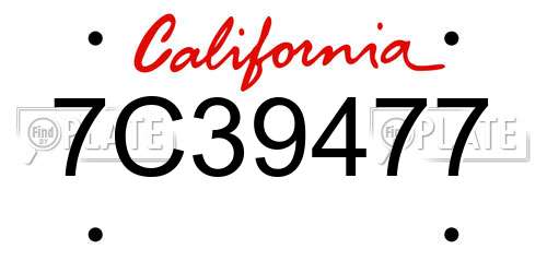 7C39477 California License Plate