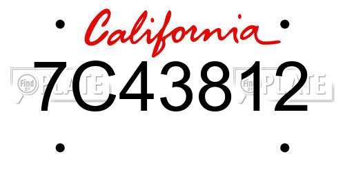 7C43812 California License Plate