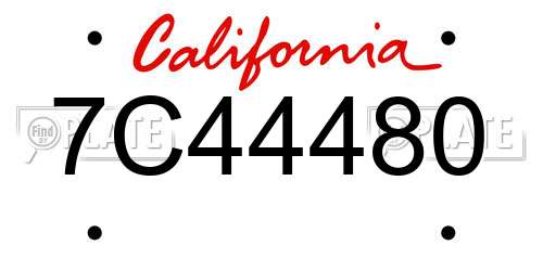 7C44480 California License Plate