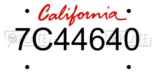 7C44640 California License Plate