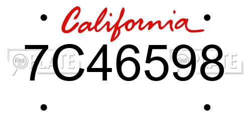 7C46598 California License Plate
