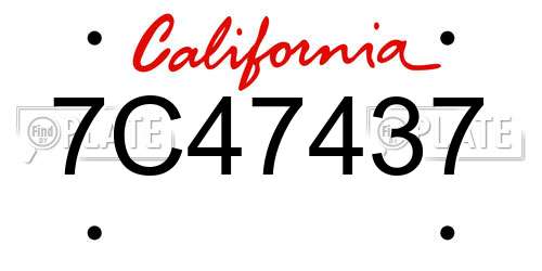 7C47437 California License Plate