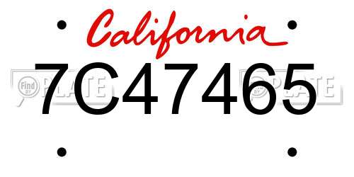 7C47465 California License Plate