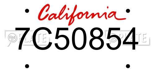 7C50854 California License Plate