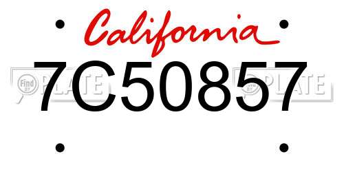 7C50857 California License Plate