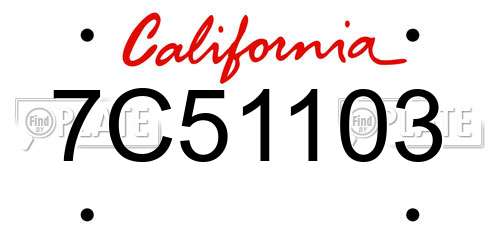 7C51103 California License Plate