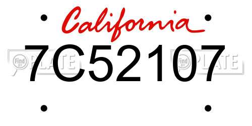 7C52107 California License Plate