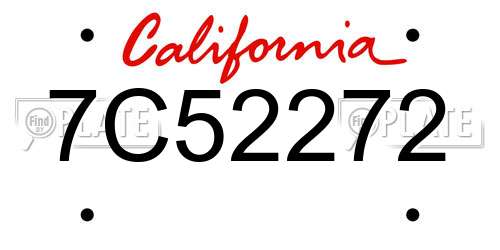 7C52272 California License Plate