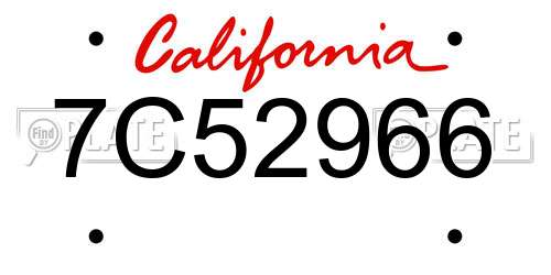 7C52966 California License Plate