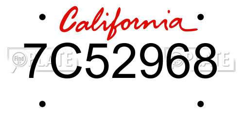 7C52968 California License Plate