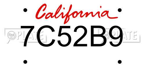 7C52B9 California License Plate