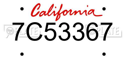 7C53367 California License Plate