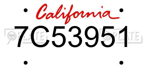 7C53951 California License Plate
