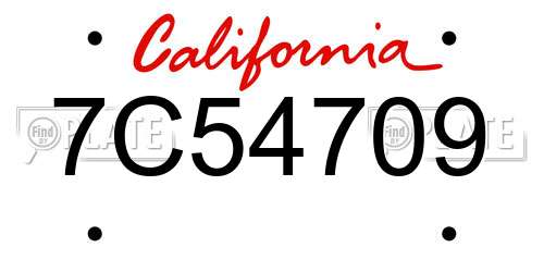 7C54709 California License Plate