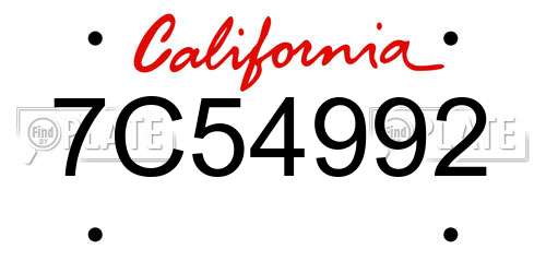 7C54992 California License Plate