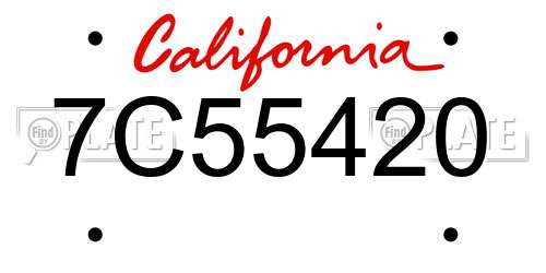 7C55420 California License Plate