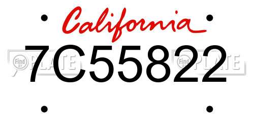 7C55822 California License Plate