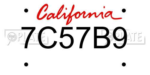 7C57B9 California License Plate