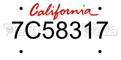 7C58317 California License Plate