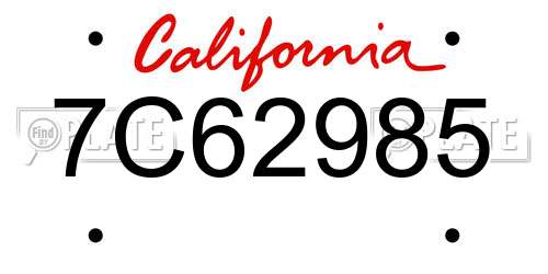 7C62985 California License Plate