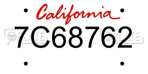 7C68762 California License Plate