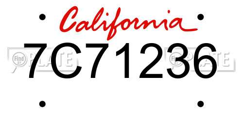 7C71236 California License Plate