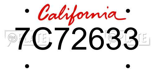 7C72633 California License Plate