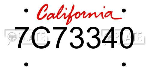 7C73340 California License Plate