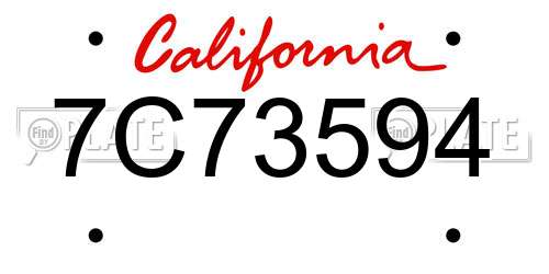 7C73594 California License Plate