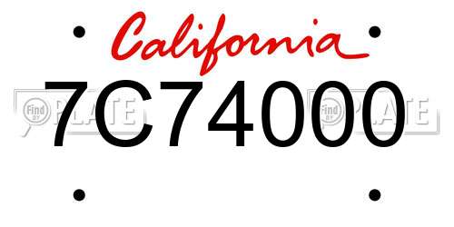 7C74000 California License Plate