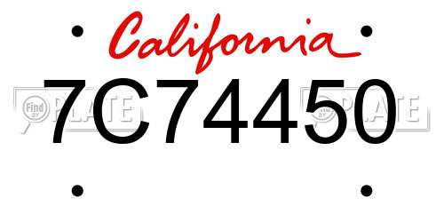 7C74450 California License Plate