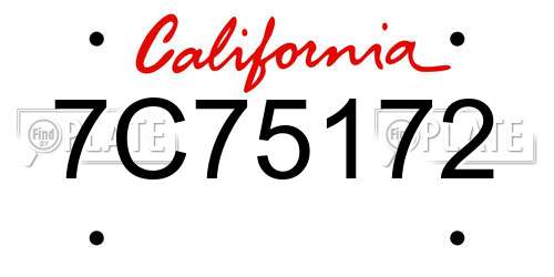7C75172 California License Plate