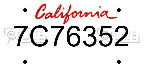 7C76352 California License Plate