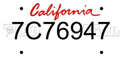 7C76947 California License Plate