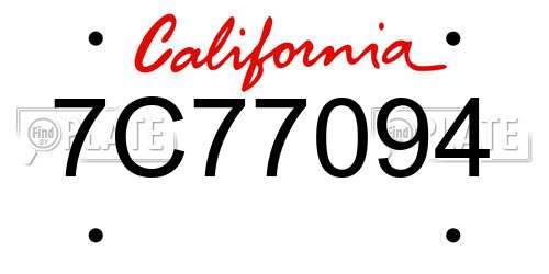 7C77094 California License Plate