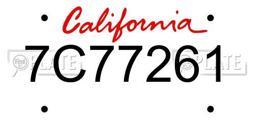 7C77261 California License Plate