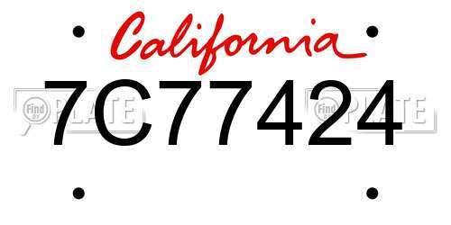 7C77424 California License Plate