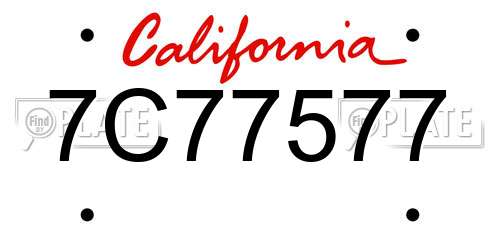 7C77577 California License Plate