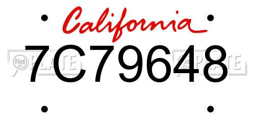 7C79648 California License Plate