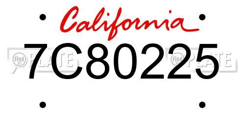 7C80225 California License Plate