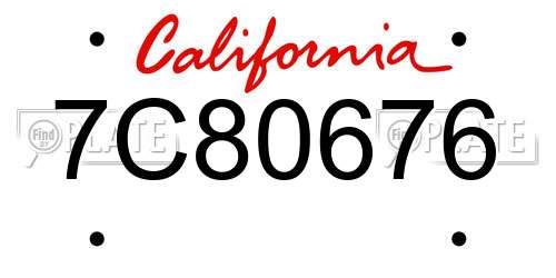 7C80676 California License Plate