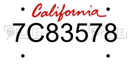 7C83578 California License Plate