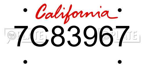 7C83967 California License Plate