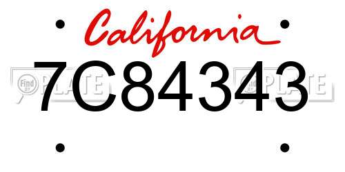 7C84343 California License Plate