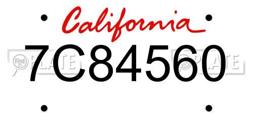 7C84560 California License Plate