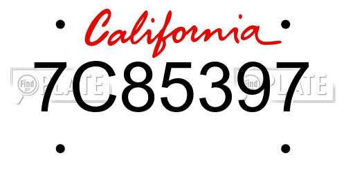 7C85397 California License Plate