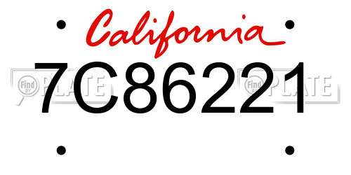 7C86221 California License Plate