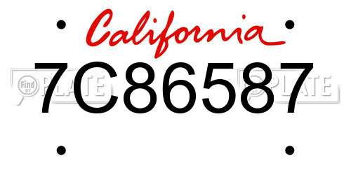 7C86587 California License Plate
