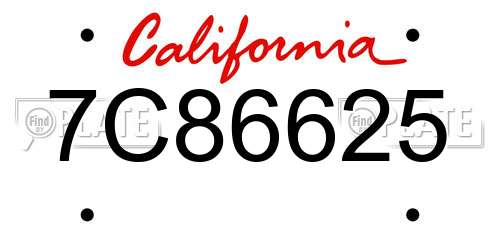 7C86625 California License Plate