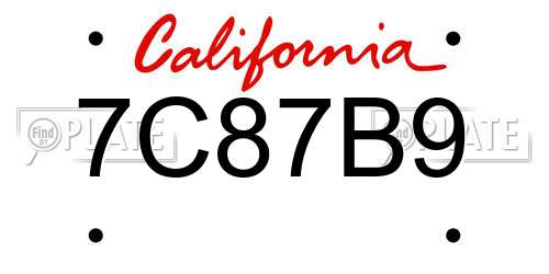7C87B9 California License Plate